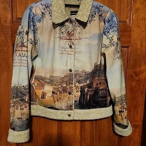 Impulse California Woman's Size S fleece lined Italian scenery graphics jacket